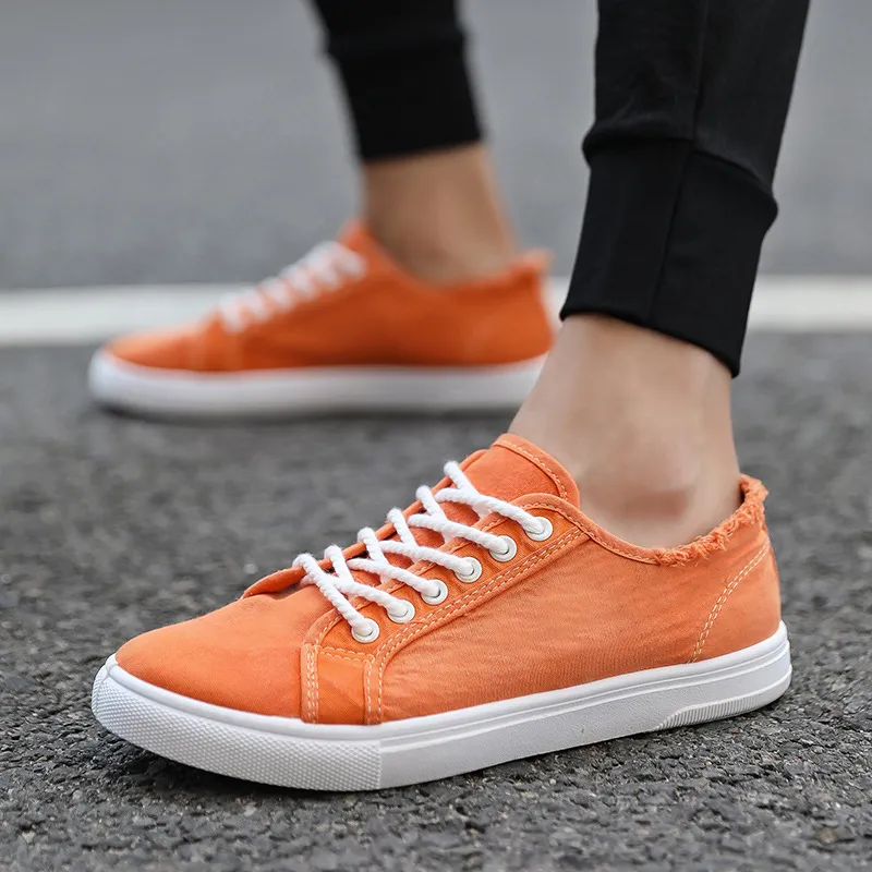 chaussures de mode en maille orange marche normale e02 hommes vente chaude étudiant respirant jeune cool baskets décontractées taille 39 - 44