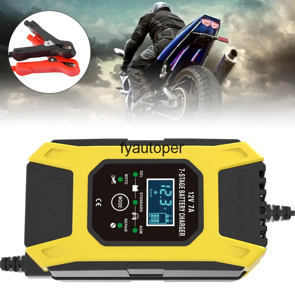 Chargeur de batterie de voiture 12V 7A LCD de réparation d'impulsion d'écran tactile pour le gel humide d'Agm d'acide de plomb de moto