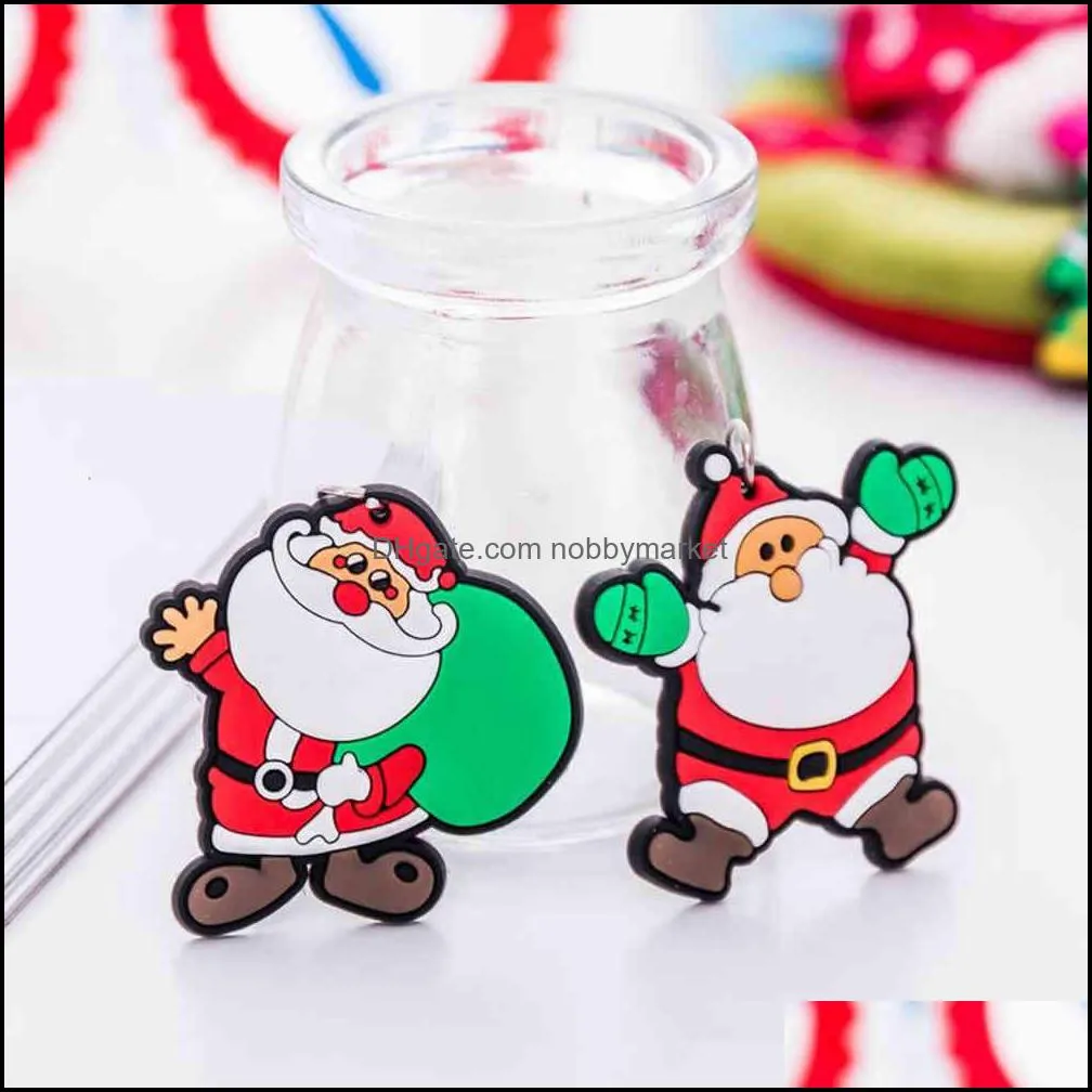 version of the cartoon cute Santa Claus keychain Men and women Christmas gift pendant couple key ring ornaments DHL Free