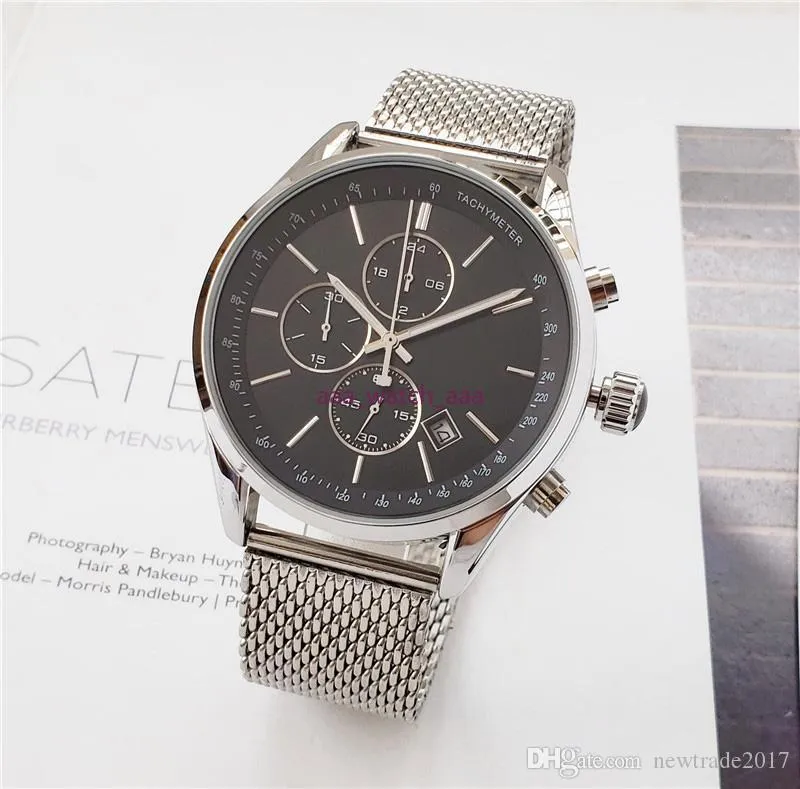 Zegarek BSS luksusowe męskie zegarki wszystkie wskazówki działają funkcjonalny zegarek kwarcowy z chronografem pasek ze stali nierdzewnej wodoodporny stoper projektanta