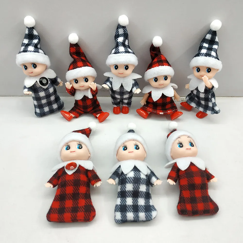 Natale plaid Bambino elfo bambola a plaid vestiti con piedi scarpe bambino elfi bambole in pelle luce pelle scuro pelle giocattolo