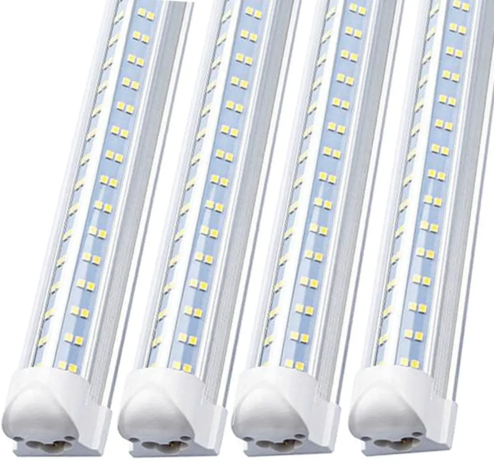 T8 V shaped led tube lights integrated 3ft 4ft 5ft 6ft 8 foot cooler door lighting 4 row shop lights tubes fluorescent fixture