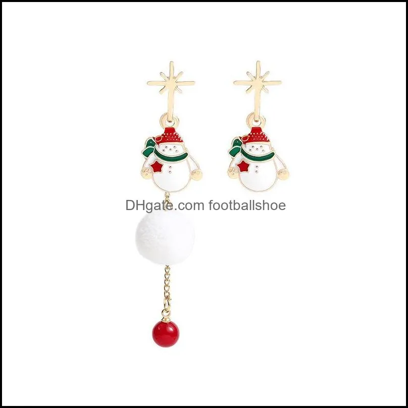 Christmas Drop Earrings Tree Elk Snowman Hairball Bells Jewelry Happy Year Gifts For Girls Dangle & Chandelier