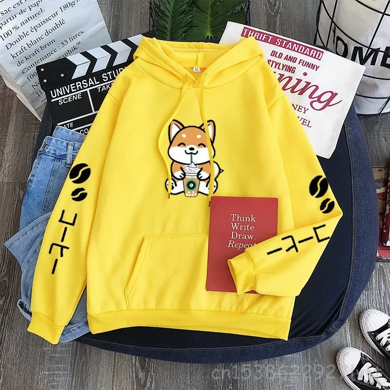 Cute Shiba Inu Coffee Frappe Cute Hoodies For Women Harajuku
