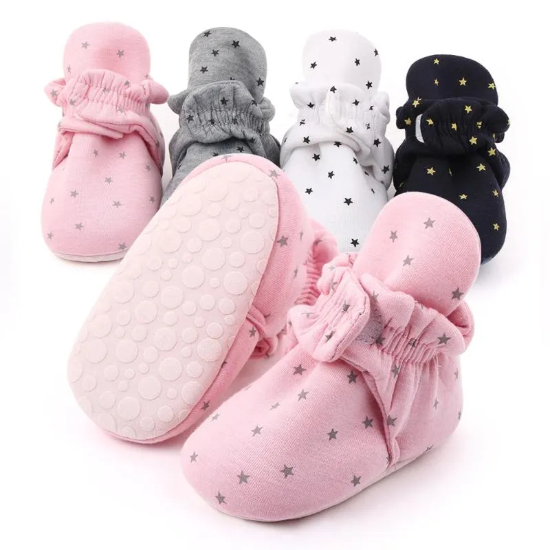 First Walkers Spring Autumn Baby Shoes Infant Born Girls Boys Stars Print Warm Elastic Soft Cotton Booties