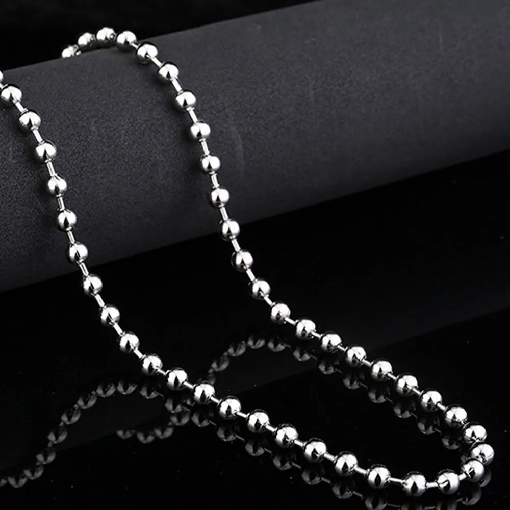 Collar de acero inoxidable de 3mm, 4mm, 5mm, 6mm, eslabón de cadena de bolas para hombres y mujeres, 45cm-70cm de longitud con terciopelo Bag262g