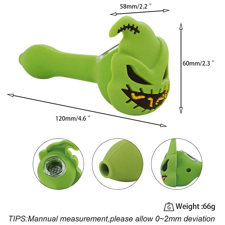 Oogie Boogie Man tuyau à main tuyaux en silicone créatifs kit de fumage en verre tabac brûlant dab rig deux couleurs en option, y compris les accessoires de bol