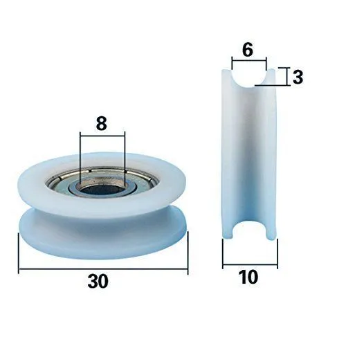 10 stks u groef schuifdeur wiel 830x10 pom caoted met 608zz katrol wielen roller voor 3mm touw w 2730