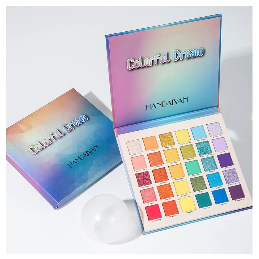 Waterdichte Langdurige Handaiyan 30 Kleuren Oogschaduw Makeup Matte Shimmer Ooggedrukt Poeder Regenboog Palet voor Vrouwen Beauty Makkelijk om DHL gratis cosmetica te dragen