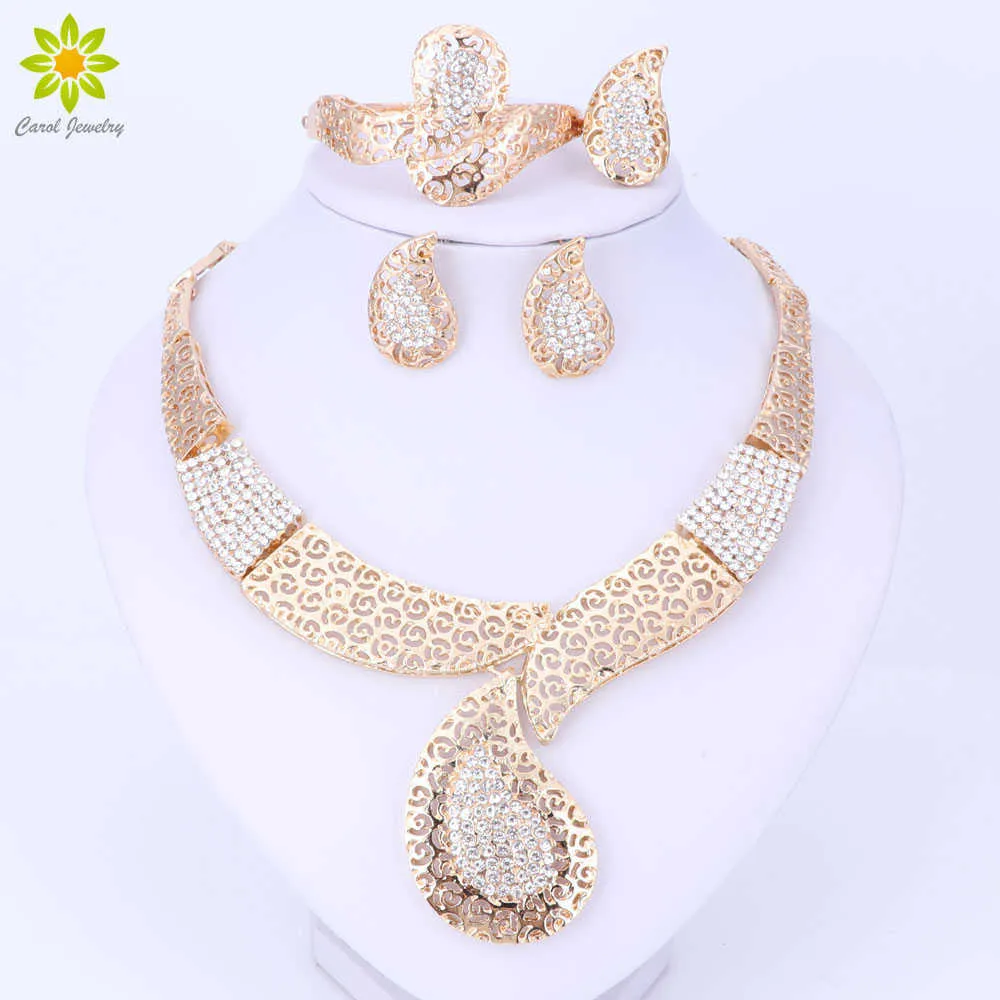 Fine African Beads Jewelry Set For Women Party Accessories Vintage Jewely Set Fashion Indian Gold Color Nigerian Wedding H1022