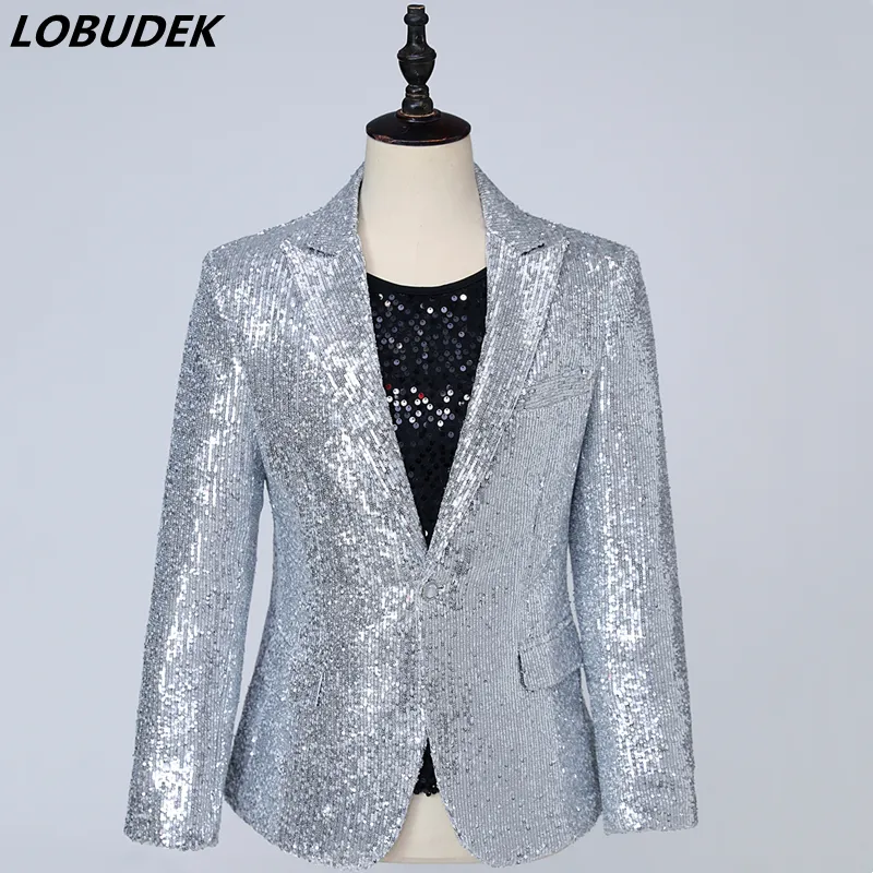 Save Big on Bulk Blazer A Sequin Sequins Suit Jacket For Men Silver Sparkly  Slim Fit Blazer For 2024 Stage Performance, Party, Prom Best Deals on