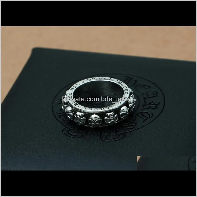 brand new 925 sterling silver fashion jewelry vintage american style hand-made designer mens skull rings gift shipping wholesale