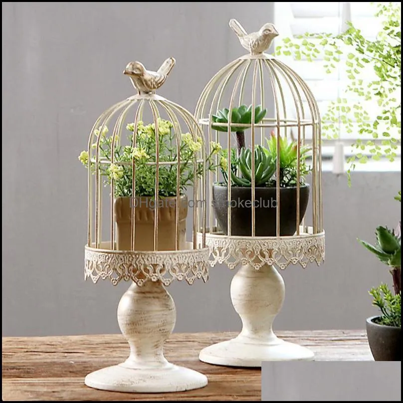Iron Retro White Bird Cage Candle Stand Kmart For Décor, Garden, And