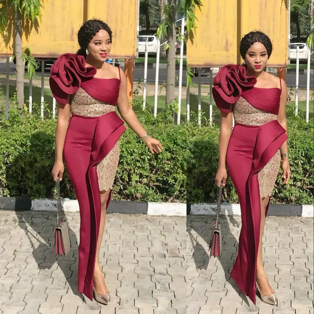 Floral Applique Spaghetti Straps Red Jumpsuit