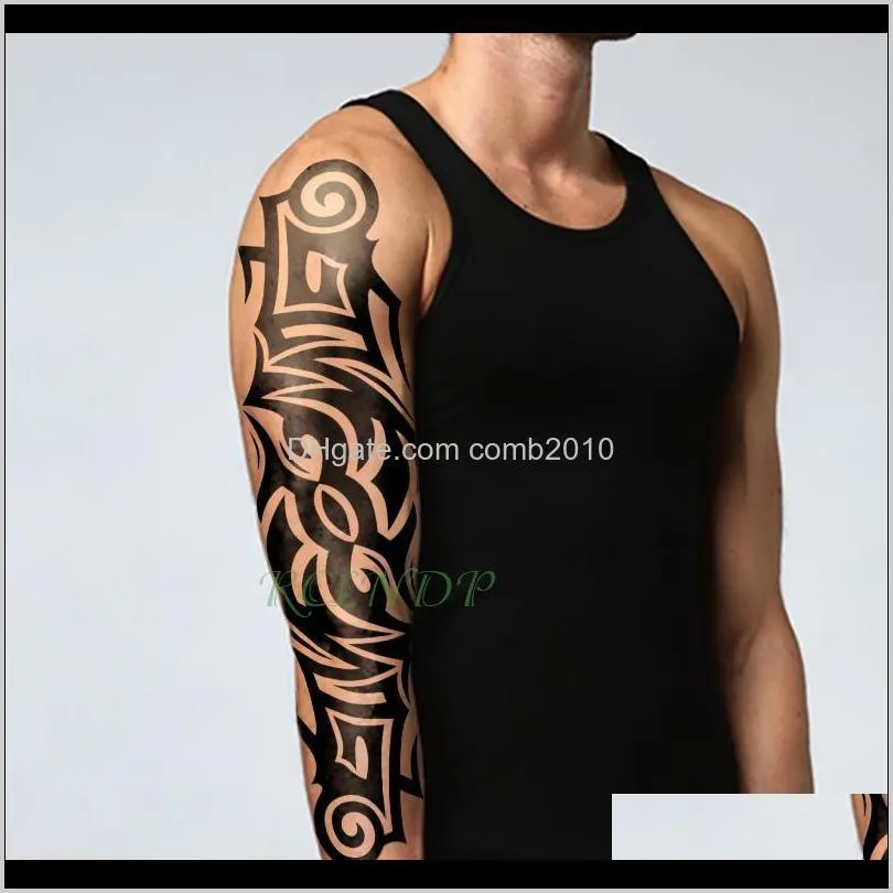 waterproof temporary tattoo sticker black full arm large fake tatto flash tatoo sleeve tattoos for men women