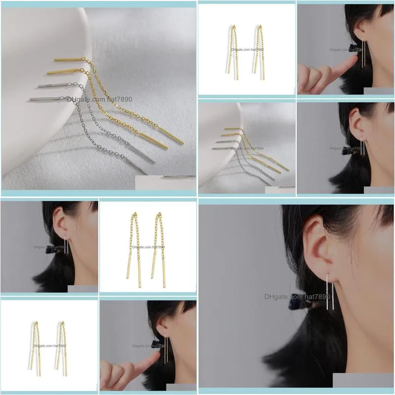 Shishang S925 silver Korean Edition creative trend long short TASSEL EAR line earrings accessories students