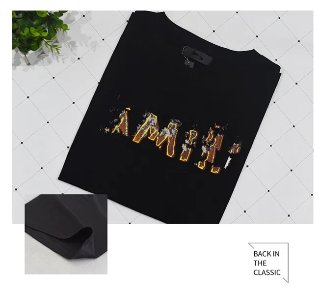 Summer Designer Flame T Sleeve Mens Women popularne logo logo luźne masy masy mody mody