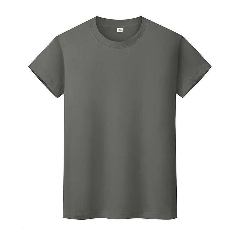 男性と女性のラウンドネックソリッドカラーTシャツ夏の綿の底部の半袖半袖Zhyni