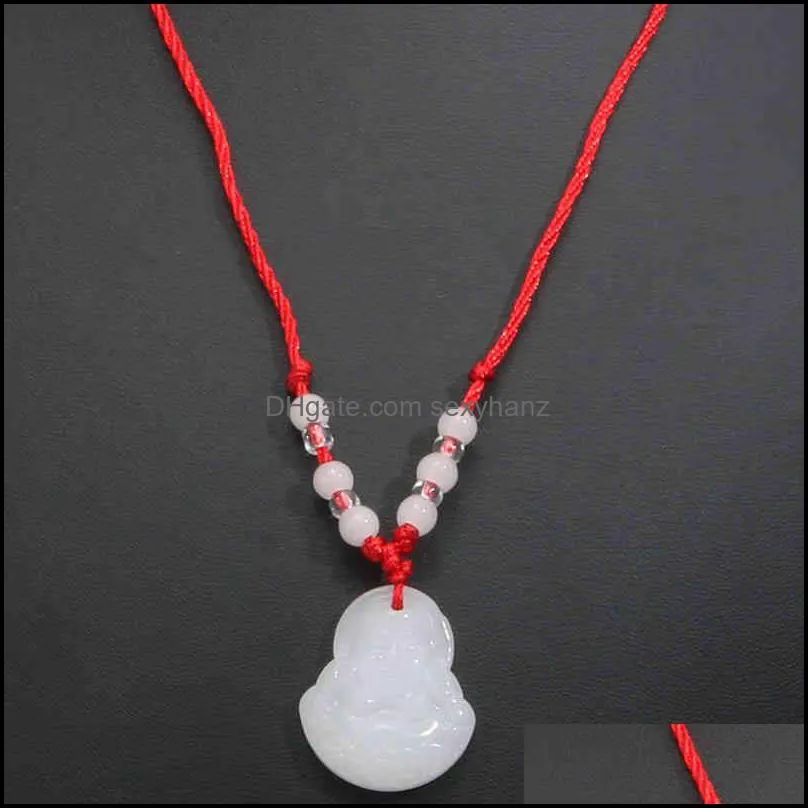 Imitation white jade Guanyin Maitreya pendant necklace will sell small gift Jade Buddha long pendant