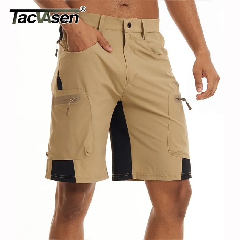 TACVASEN Men Summer Outdoor Shorts Quick Dry Knee Length Hiking Fishing Running Lightweight Multi-Pockets Workout 210712