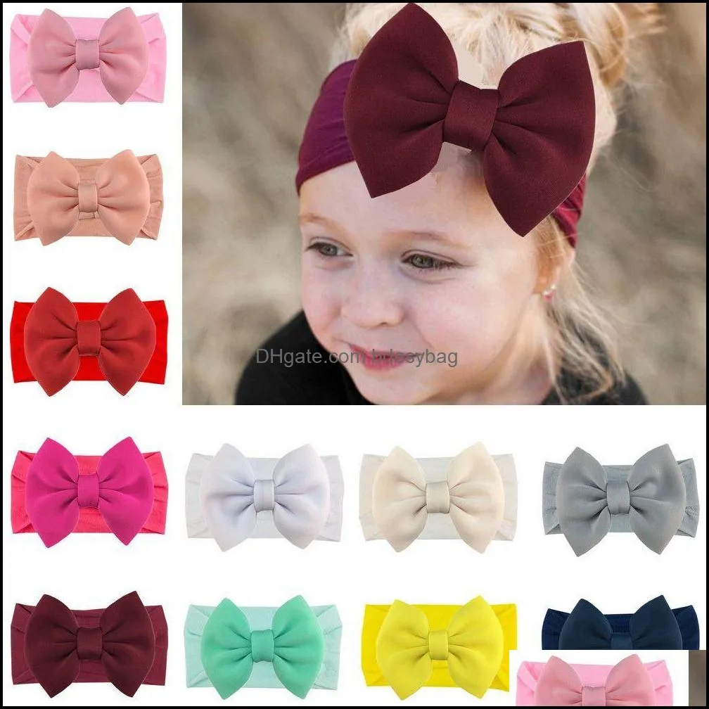 Headbands Jewelry Jewelrybig 5.5Inch Puff Bows For Baby Girls Knotbow Nylon Turban Headband Kids Children Hair Aessories Drop Delivery 2021