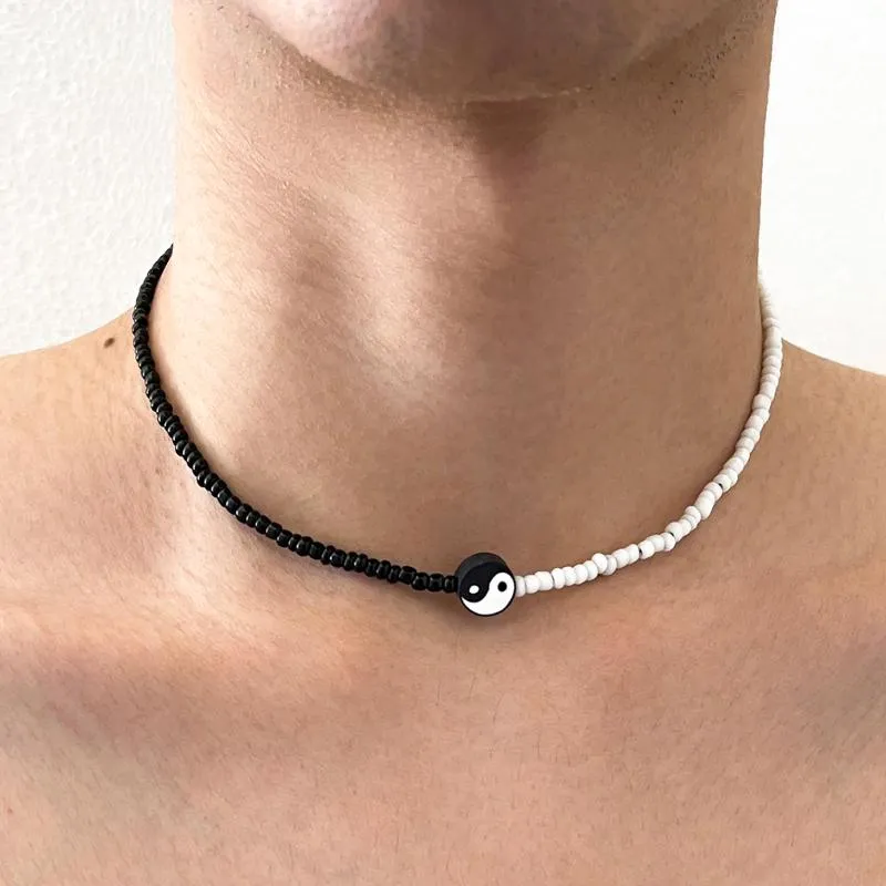 Chokers Aprilwell Tek Parça Punk Tai Chi Boncuk Kolye Erkekler Için Ekleme Renk Kpop Streetwear moda takı Kadın Hediye Aksesuarları