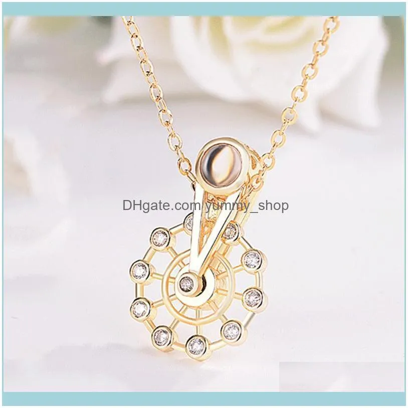 100 languages love you Pendants confession Ferris wheel Beauty necklace pendant jewelry Valentine`s Day gift necklace 5.15