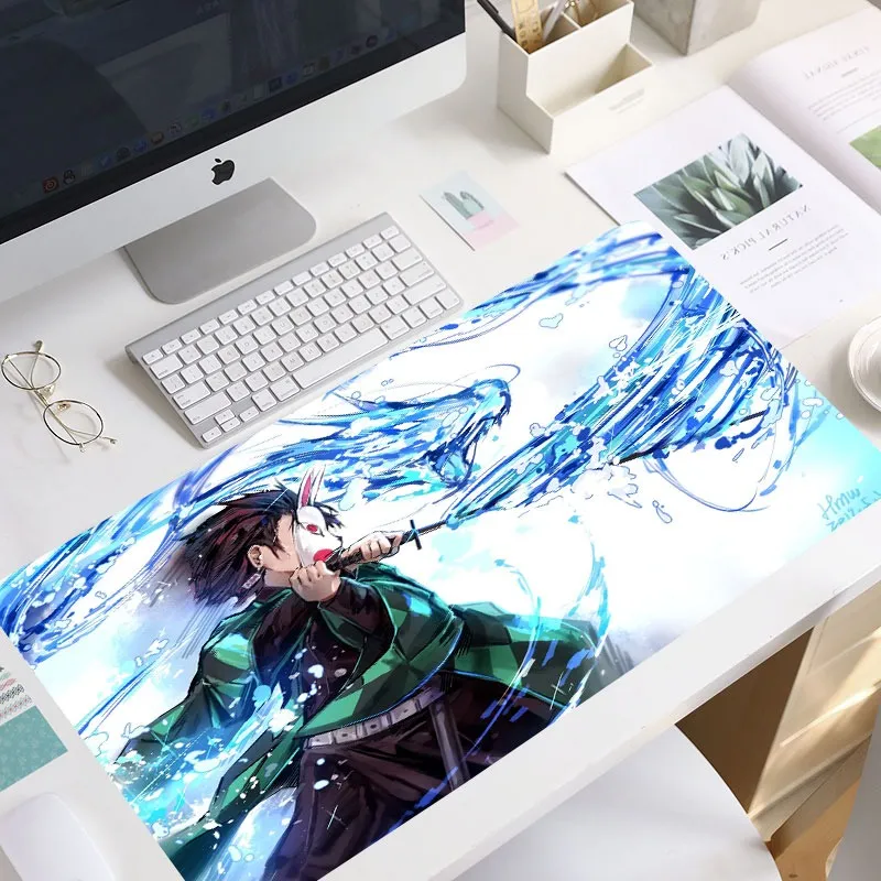 Anime Demon Slayer Mousepad HD Printe Computer Gamers Block Block Edge Mouse Pad XXL90X40CM Клавиатура ПК Desk Pad Csge Mat