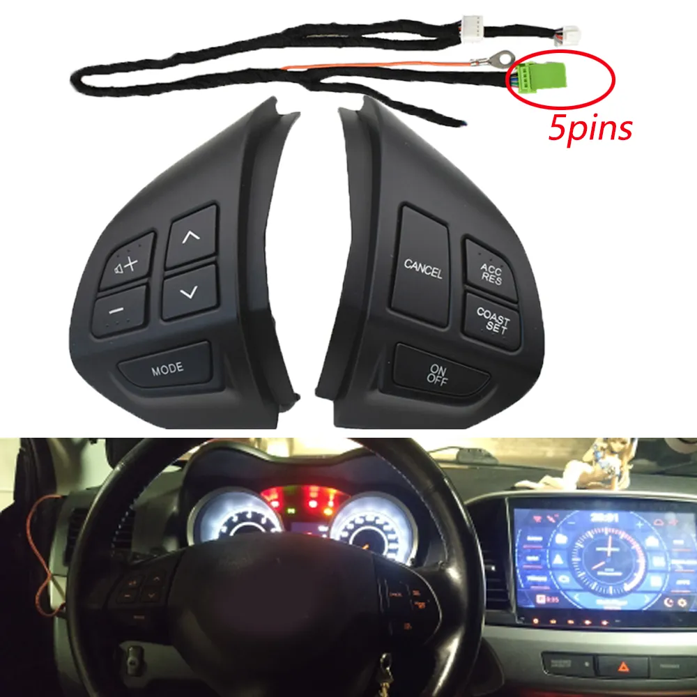 For Mitsubishi ASX 2007 2009 2010 2011 cruise switch control steering wheel black button 5pins wire auto parts