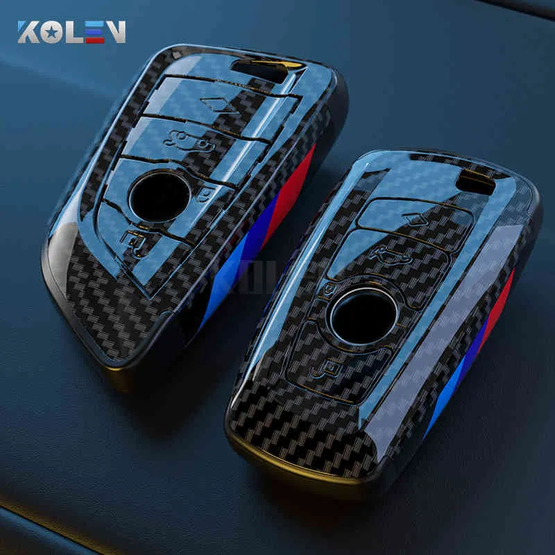 ABS Carbon Fiber Style Auto Key Case Cover Shell FOB voor X3 x5 x6 F30 F34 E60 E90 F10 E34 E36 F20 G30 F15 F16 1 3 5 7 Serie