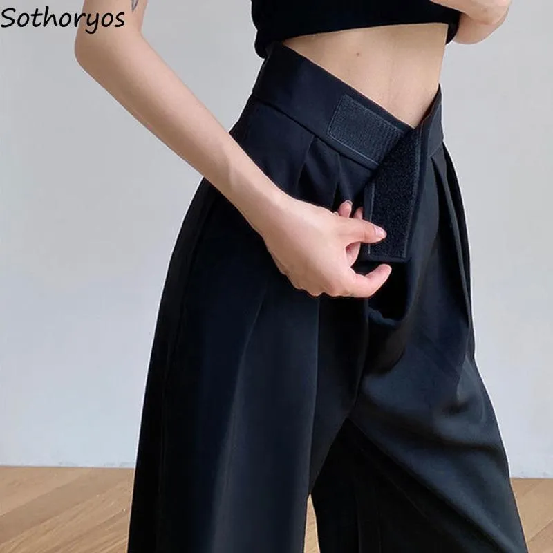 Black Capri Trousers: Womens Wide Leg Office Trousers With