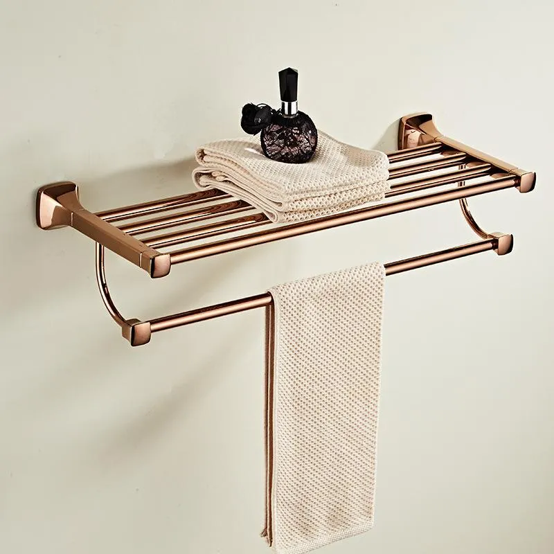 Porte-serviettes Rail de salle de bain Barre de toilette en acier inoxydable or rose