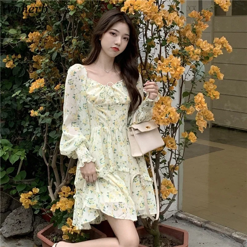 korean ladies dresses flower Blue Hanbok Flower Dress - Korean Clothing
