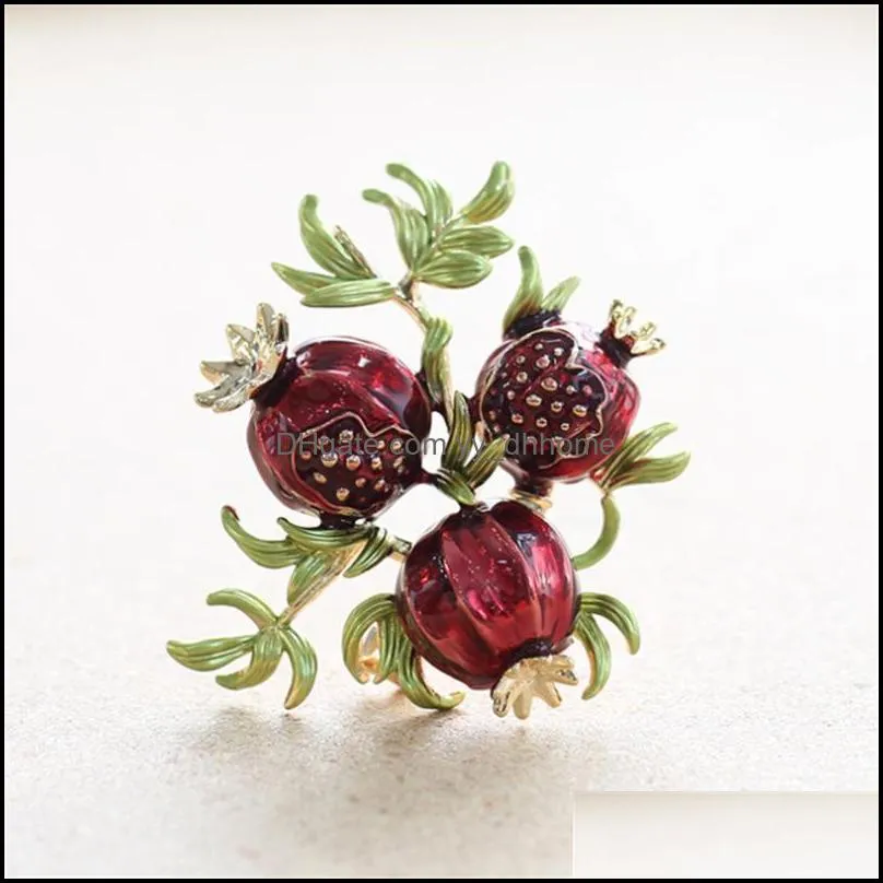 Pins, Brooches Young Tulip Red Color Enamel Pomegranate Unisex Fruit Pins Summer Design Fashion Accessories Women And Men Jewelry