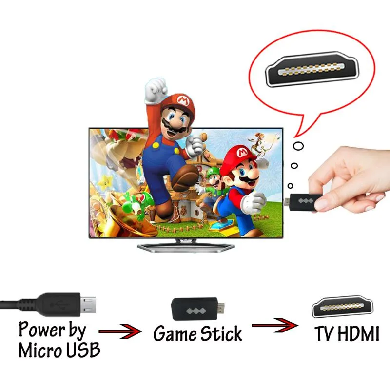 Games USB Wireless Console Classic Game Stick Video 8 Bit Mini Retro Controller Output Dual Player HD Portable Players