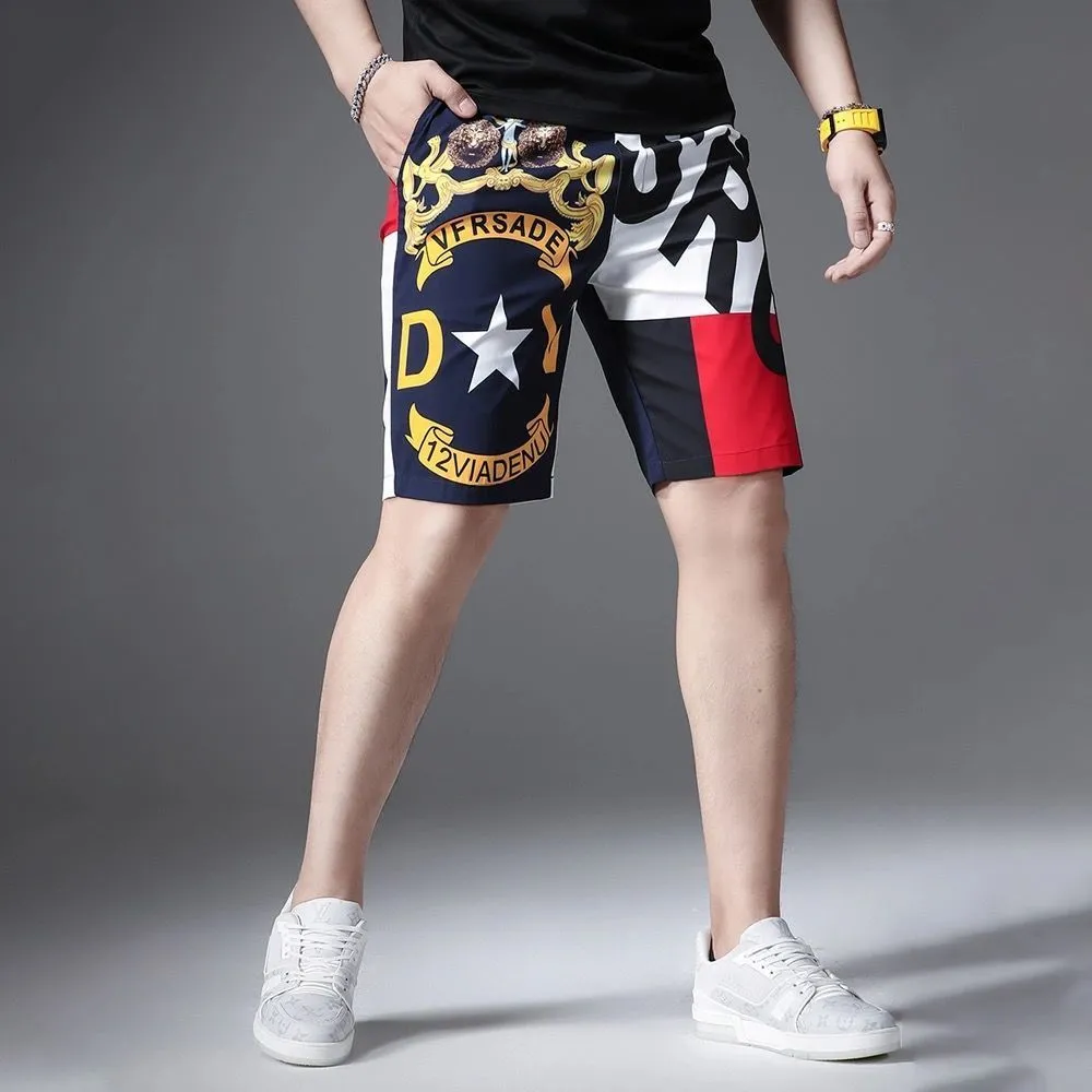 Summer Casual Shorts Mens Print Sports Versatile 5-Point Beach Pants X0316