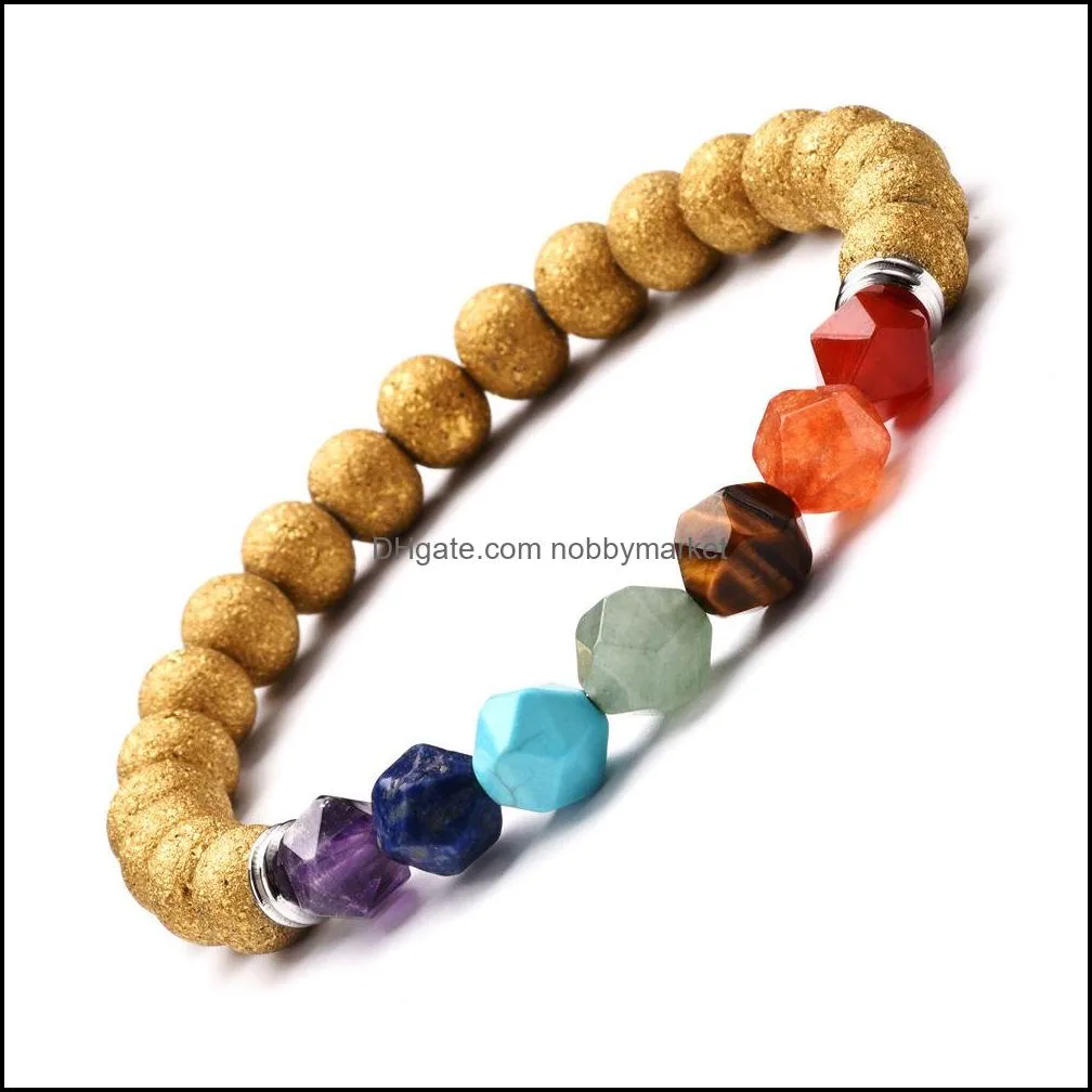 New Arrival 7 Chakra charm Bracelets For Women Men Colorful Natural stone Healing crystals beads chains Wrap Bangle Fashion Yoga