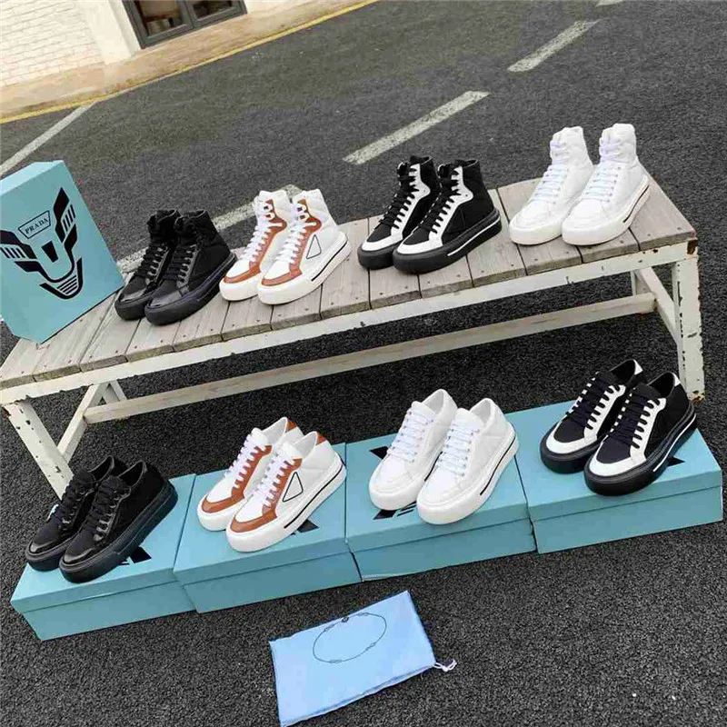 Uomo Donna Scarpe Sneaker con piattaforma alta e bassa Scarpe da ginnastica piatte a testa tonda Sneakers con giunzioni nere con scatola taglia 35 46