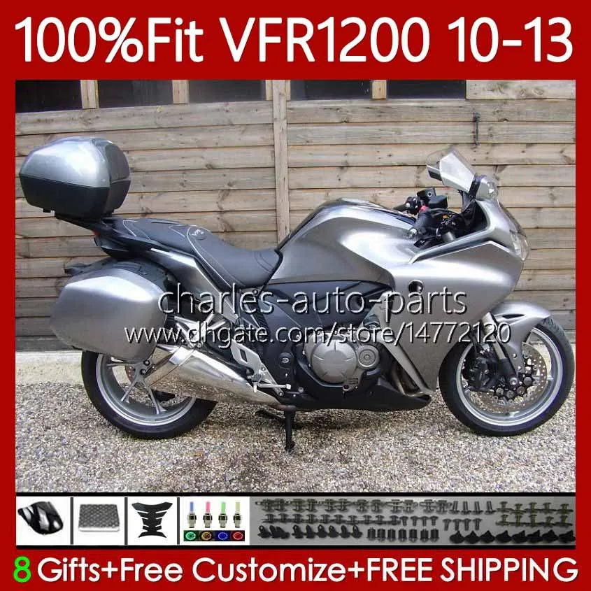 Injection Fairings for Honda VFR1200F Crosstourer VFR 1200 RR CC Gloss Silver F X VFR1200 10 11 12 13 76NO.73 VFR1200RR VFR-1200 2012 2012 2013 VFR1200X 10-13