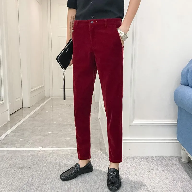 Acquistare Pantaloni Da Uomo Vestito Di Velluto Rosso Moda Uomo Slim Fit  Elegante Abbigliamento Veloor Bordeaux Pantaloni Ricco Di Claretti Sociali  Economico | Consegna Veloce E Qualità | DHgate Italy