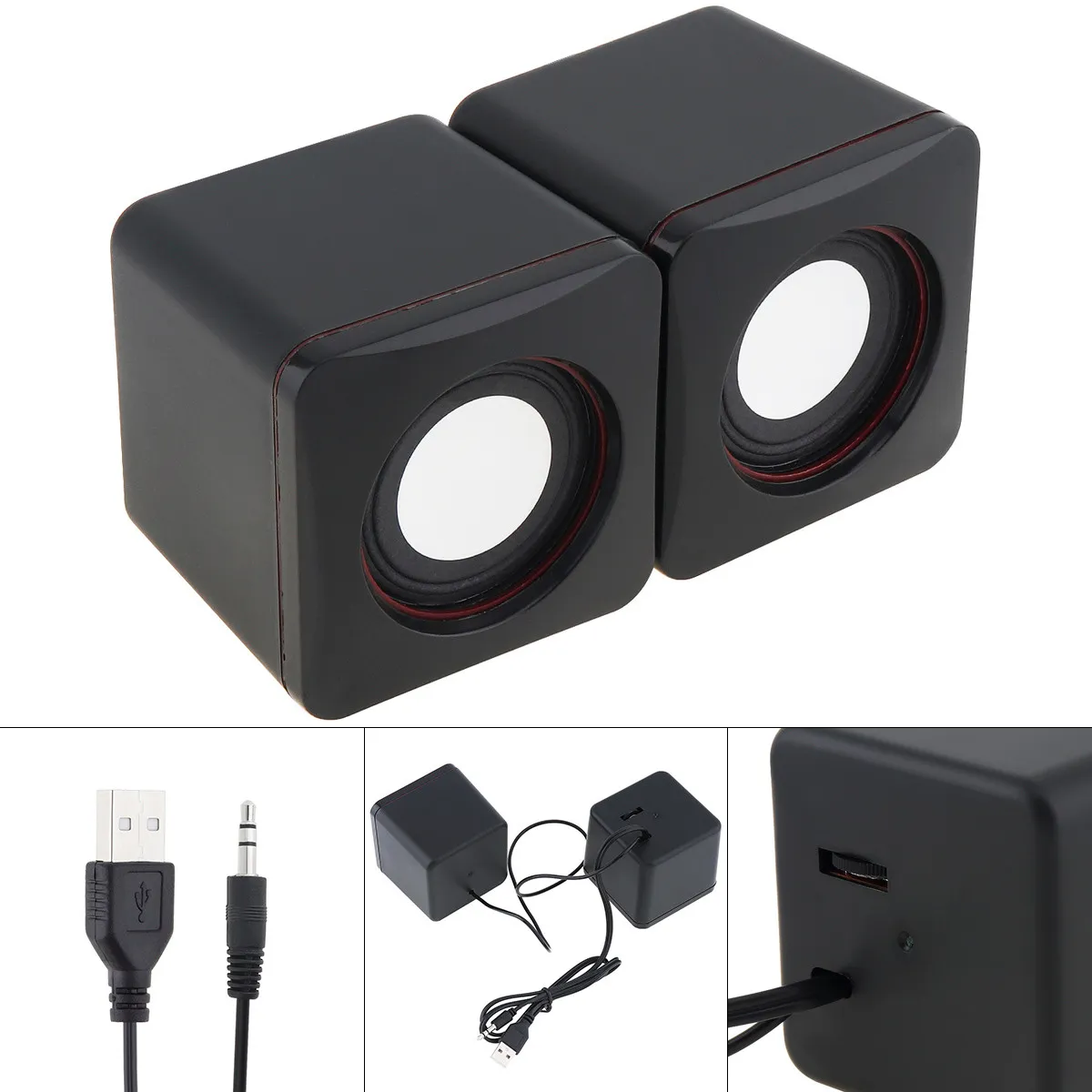 Tragbare 4-W-USB-2.0-Mini-Lautsprecher, Computer-Soundbox mit 3,5-mm-Stereo-Klinkenstecker und USB-Stromversorgung für PC, Laptop, Smartphone