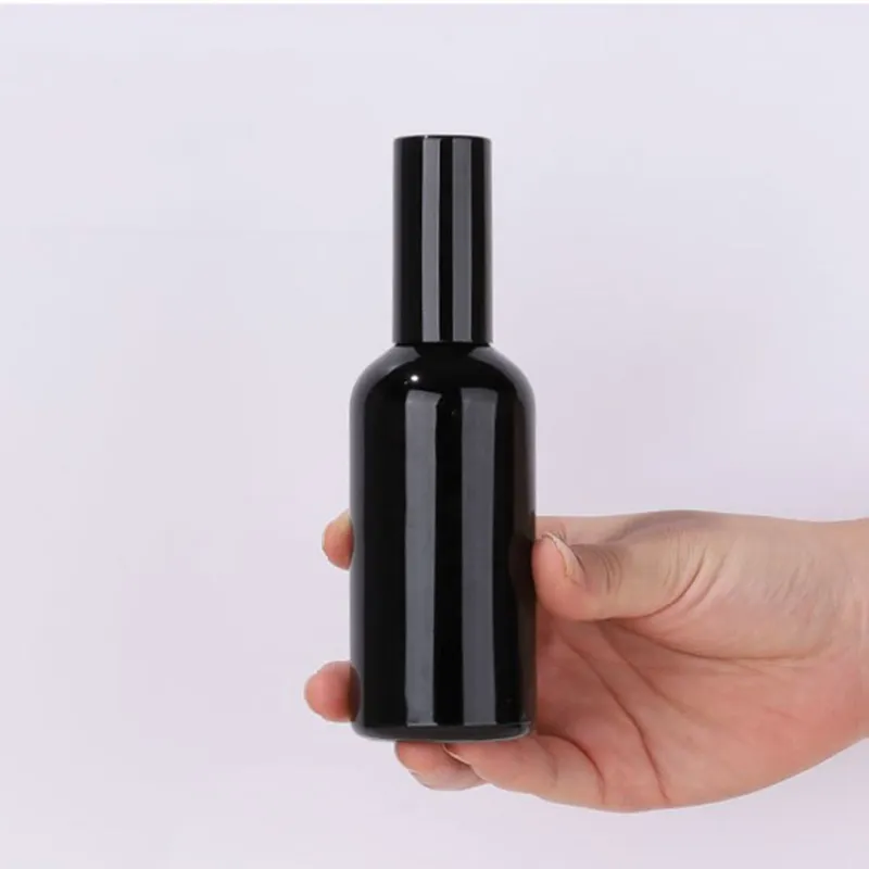 Lege zwarte glazen parfumfles ronde vorm navulbare geur verstuiver spuitflessen 5ml-100ml met fijne mistspuit