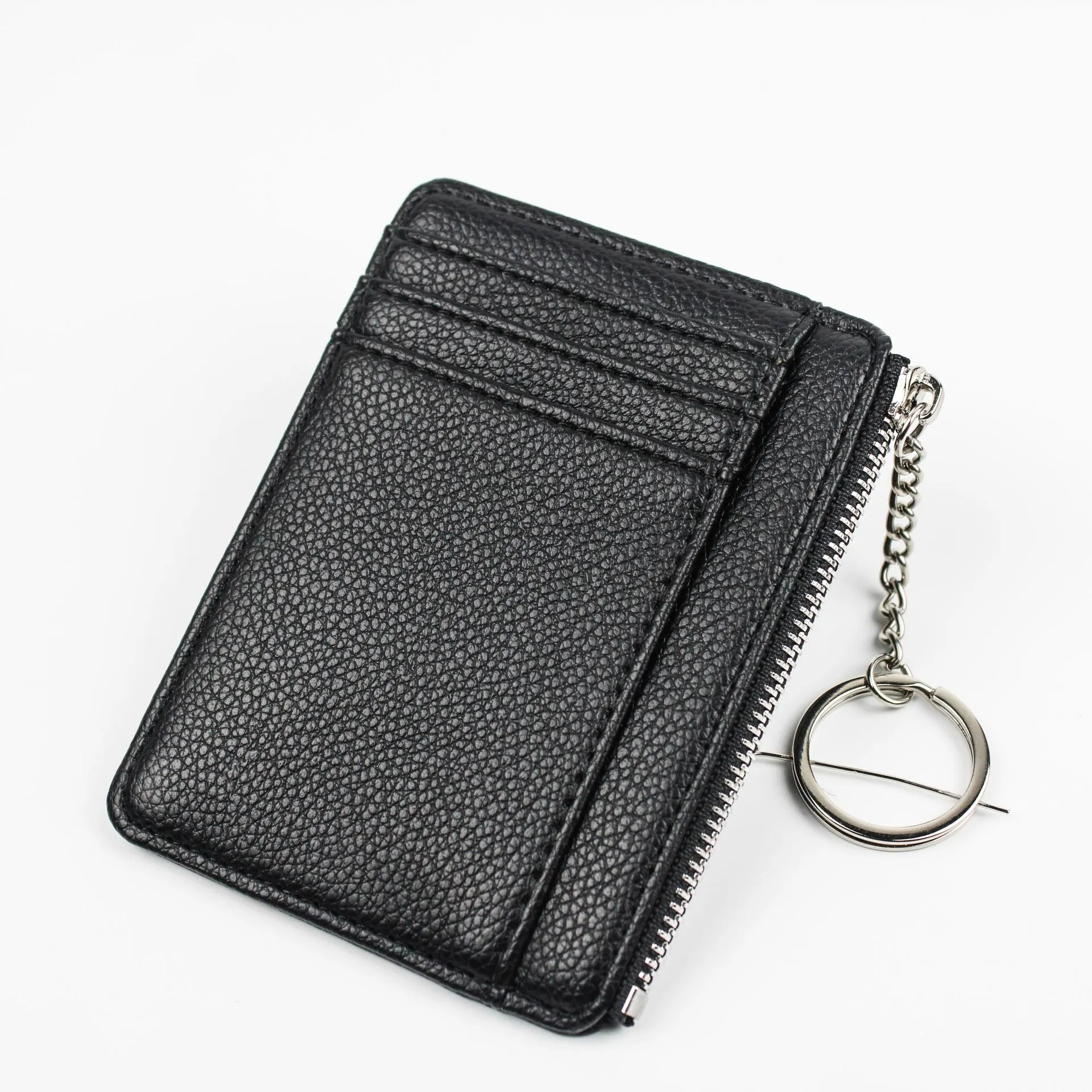 ☆LEMASQUE☆ Palette Zipper Coin Business Card Card Wallet C Card Wallet With Key Ring: Slim Leather Card Holder With