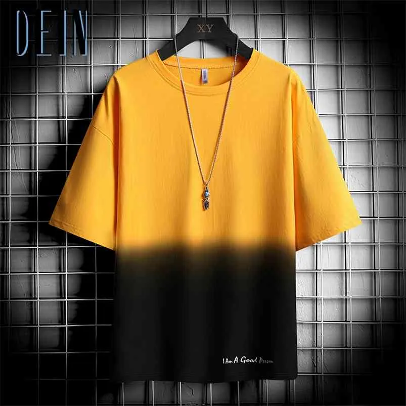 Brand Cotton Oversized Men's T-Shirt O-Neck Patchwork Short Sleeve Summer Men Casual T Shirt Clothes for Teens Tops Tee 210706