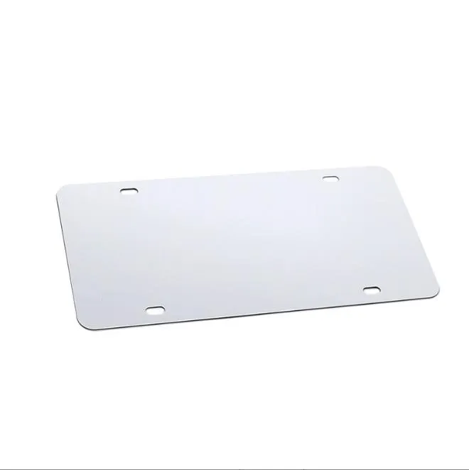 Sublimation Aluminum License Plate Household Sundries Blank White Aluminium Sheet DIY thermal transfer advertising plates custom logo 9.5*19.5cm 4 holes 2 holes