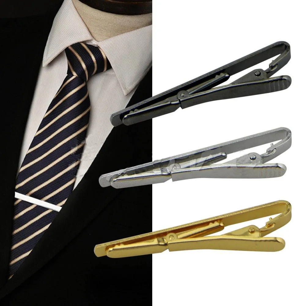 55x5 mm mody krawat klip metal srebrny złoto proste krawat zapięcie garnitury formalne szyjki ślubne