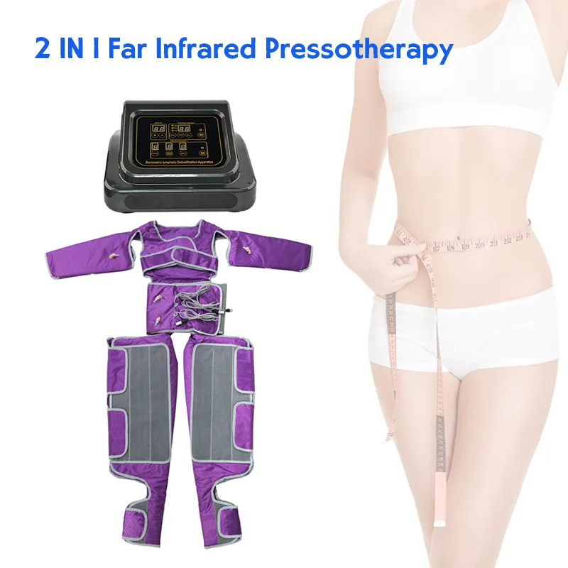 2 in 1 professionelles Lymphdrainage-Ferninfrarot-Schlankheits-Luftdruckmassagegerät Pressotherapie Presoterapia Fisioterapia-Ausrüstung