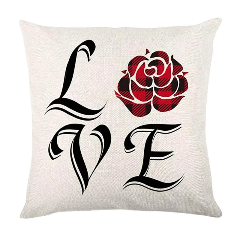 Almofada / Almofada Decorativa Dia dos Namorados Caso Almofada 18 x Polegada Algodão Sofá de Linho Lance Capa Vermelho Amor Heart Home Decor J60