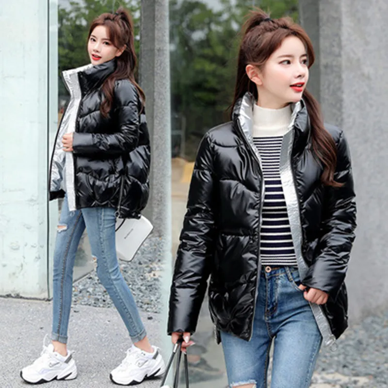 Femmes Brillant Solid Down Veste Spring Spring Fashion Tendance Épaissir Tableau chaud Coulu Capuche Couples Designer Femme Casual Casual Puffer Vestes