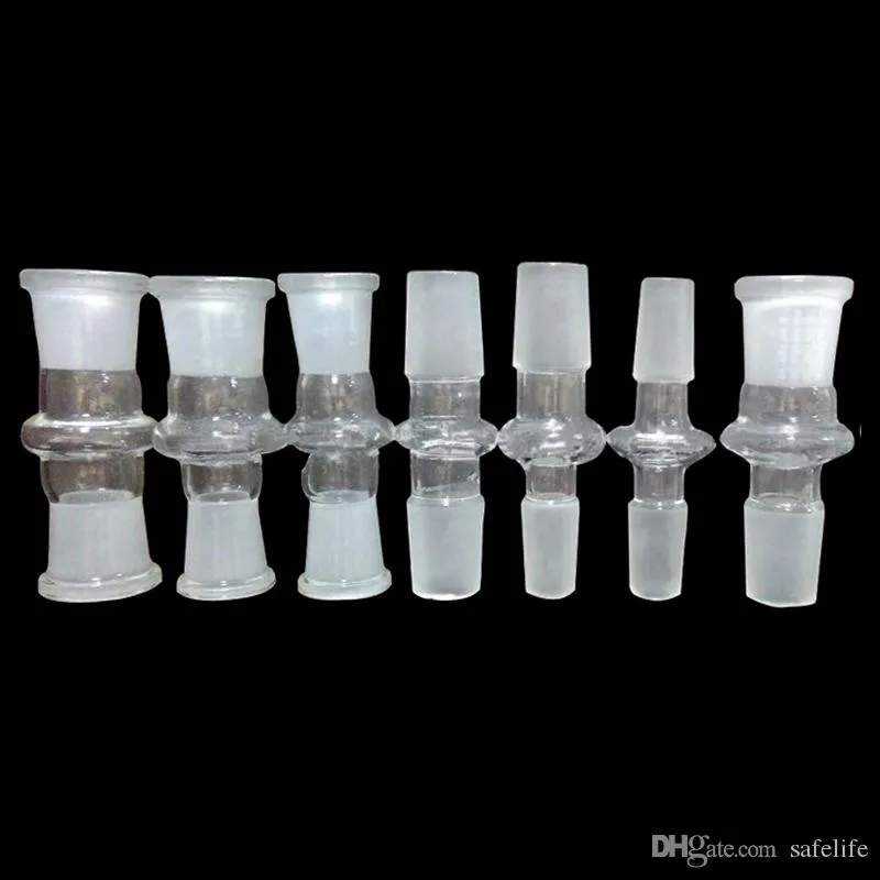 10 Styles Option Adaptateur de conduites d'eau en verre 14.4 18.8 14mm 18mm Convertisseur femelle à mâle Adaptateurs de joint en verre pour plates-formes pétrolières Bong en verre Accessoires pour fumeurs